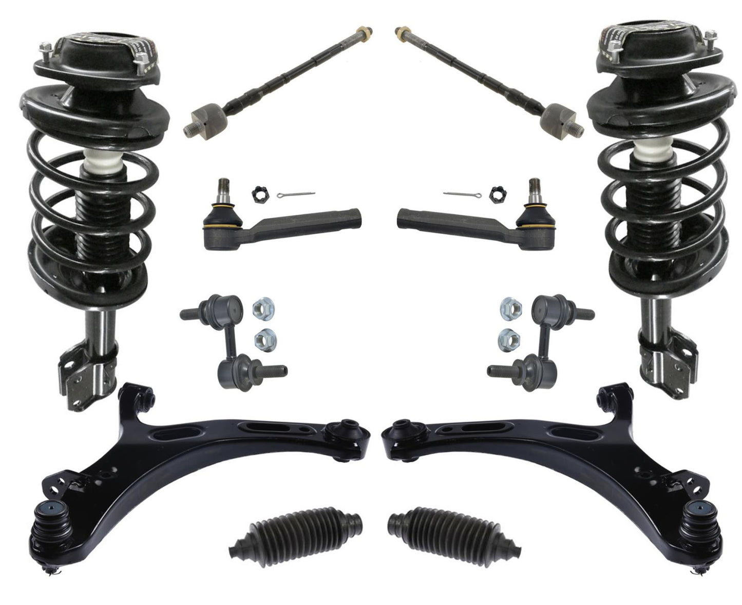 Front Struts with Control Arms Tie Rods Sway Bar Links for Subaru Outback 10-12