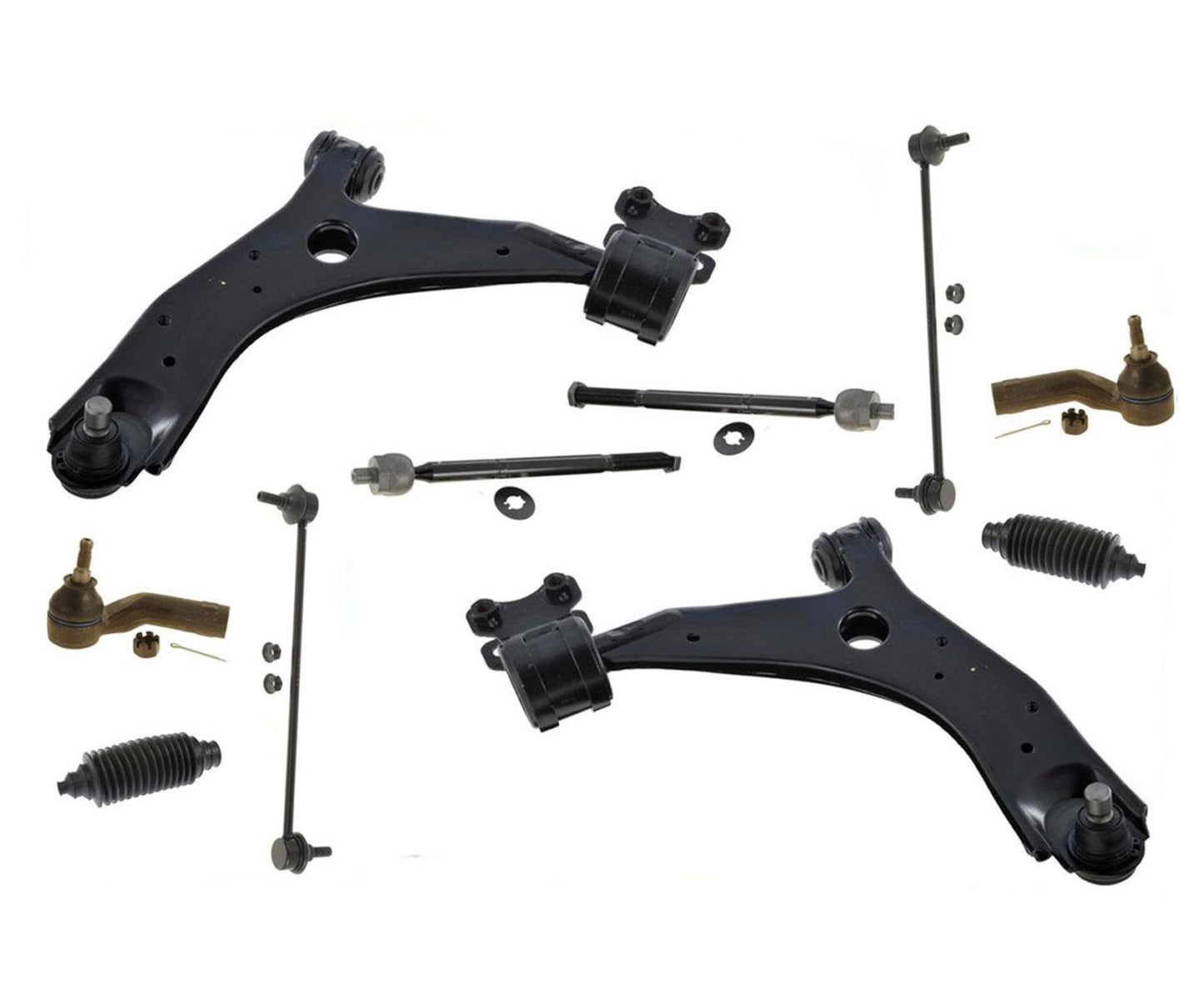 Para 04-09 Mazda 3 bujes de brazos de control delanteros y varillas de amarre de barra estabilizadora Ball Jt, 10 piezas
