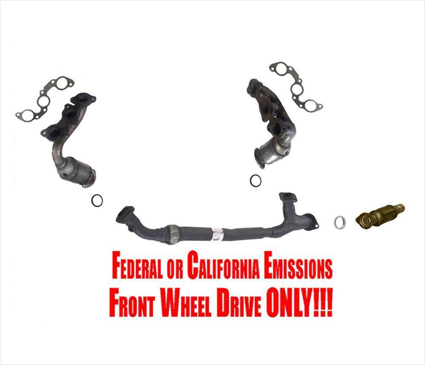 Convertidores delanteros y traseros con tubo flexible para Toyota Sienna tracción delantera 04-06