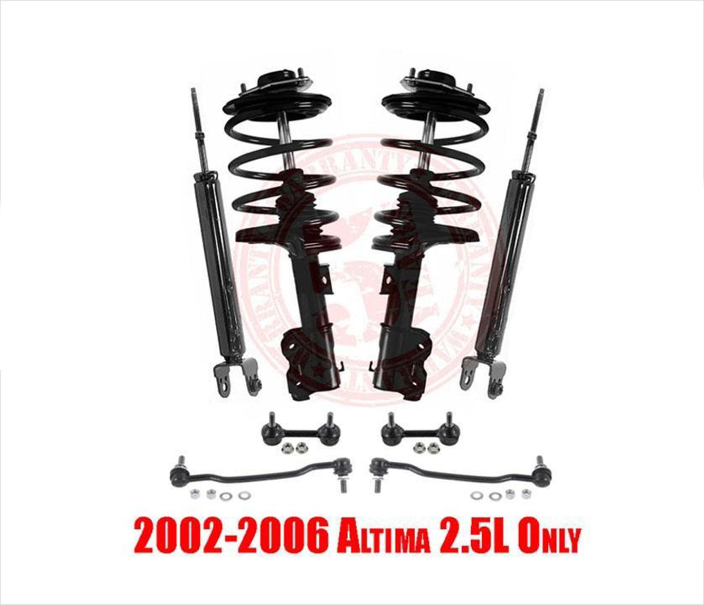 Front Strut & Coil Spring Assembly & Rear Shocks for Nissan Altima 2.5L 02-06