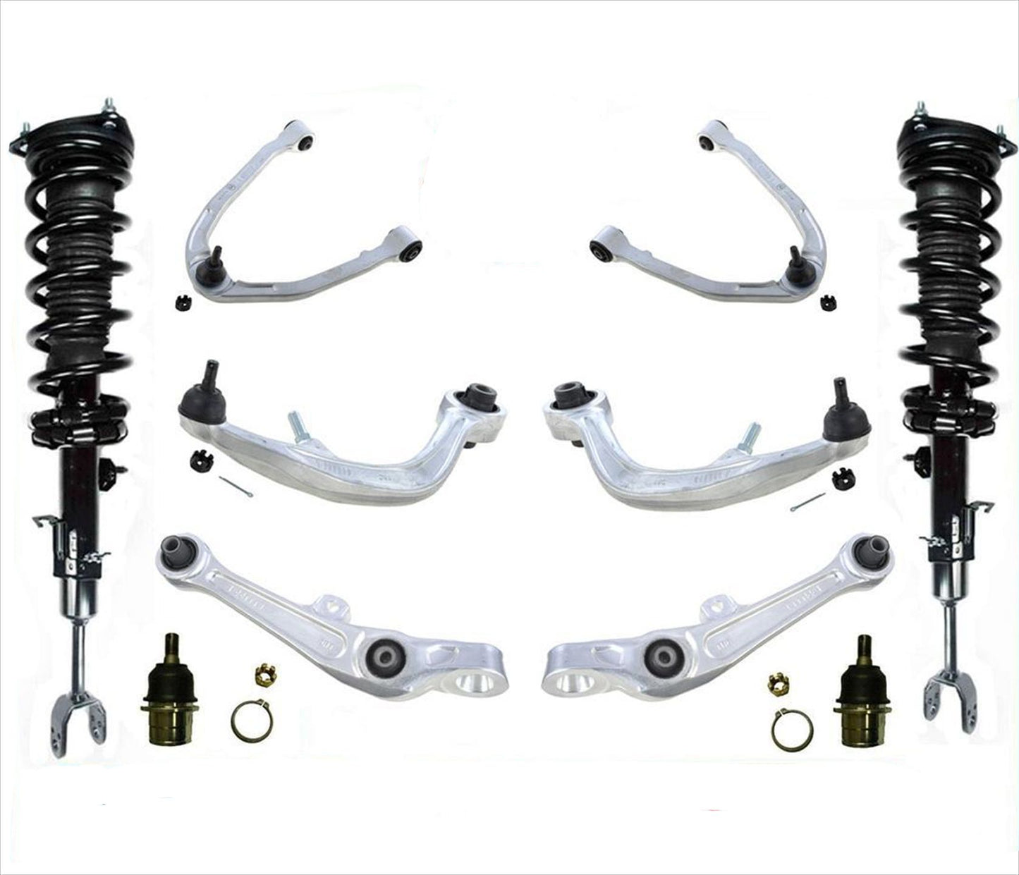 Front Struts Upper & Lower Control Arms w/ Ball Joints for Nissan 350Z 03-09 RWD