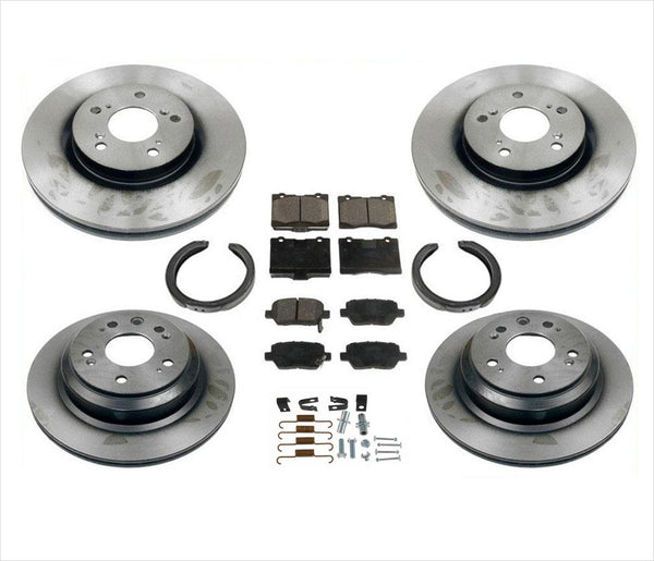 For Acura RL 2005-2012 Front Rear Disc Rotors Ceramic Pads & Parking Brake Shoes