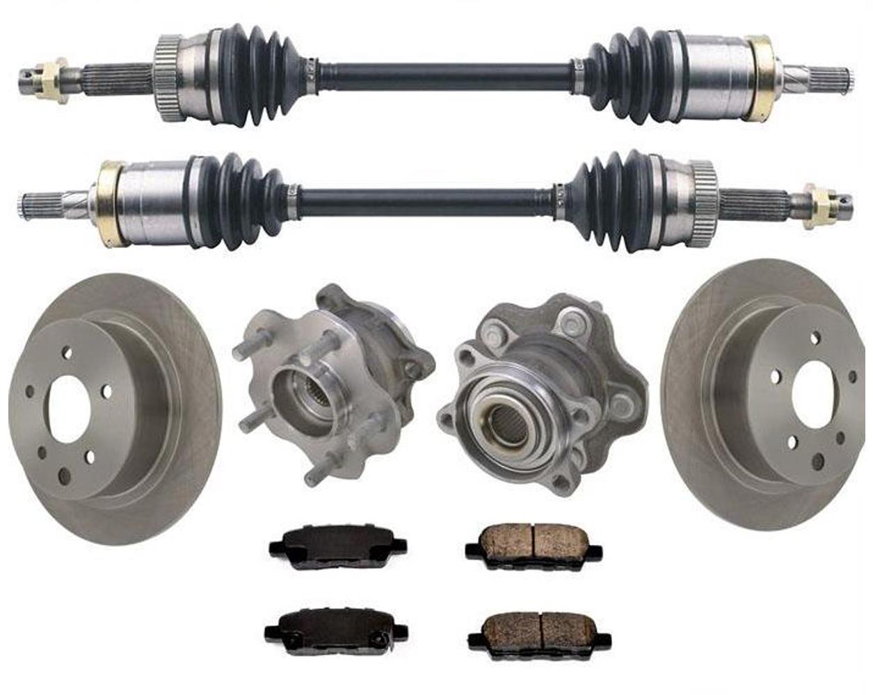 Rear Axles Hub Bearings Rotors & Pads for Nissan Juke 2011-2017 All Wheel Drive