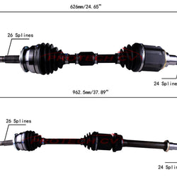 2 Front CV Axle Shaft Assemblys For Automatic Transmission 11-16 Scion Tc 2.5L