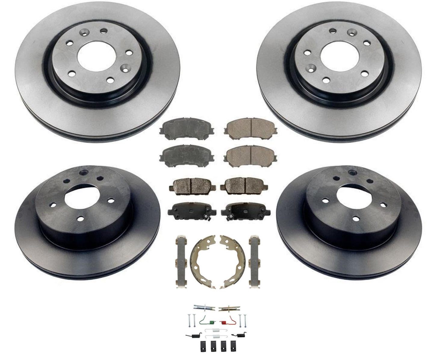 Kit de 8 piezas de rotores de almohadillas delanteras y traseras para Nissan Rogue 14-19 2.5L con asiento de 2 filas (SOLO)