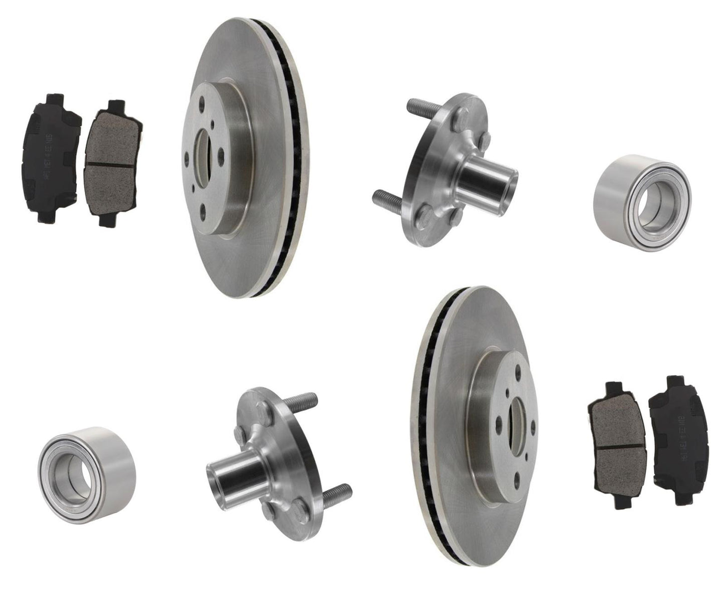 Front Wheel Hub & Bearings Brake Rotors Ceramic Pads for 01-05 Toyota ECHO 5pc