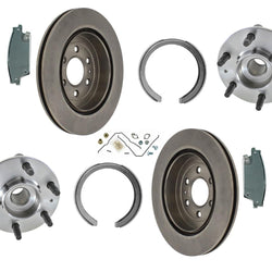 For Cadillac 04-09 SRX Rear Wheel Hub Bearings Disc Brake Rotor & Pad Kit 7pc Rr