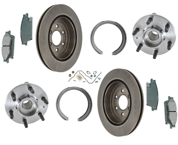 For Cadillac 04-09 SRX Rear Wheel Hub Bearings Disc Brake Rotor & Pad Kit 7pc Rr