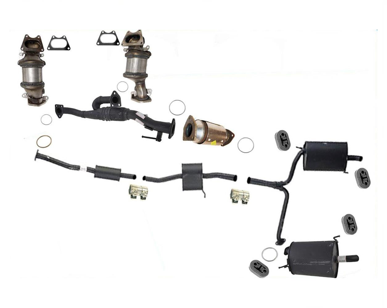 Sistema de escape completo 3 convertidores silenciadores dobles para Honda Accord 4 puertas 3.0L V6