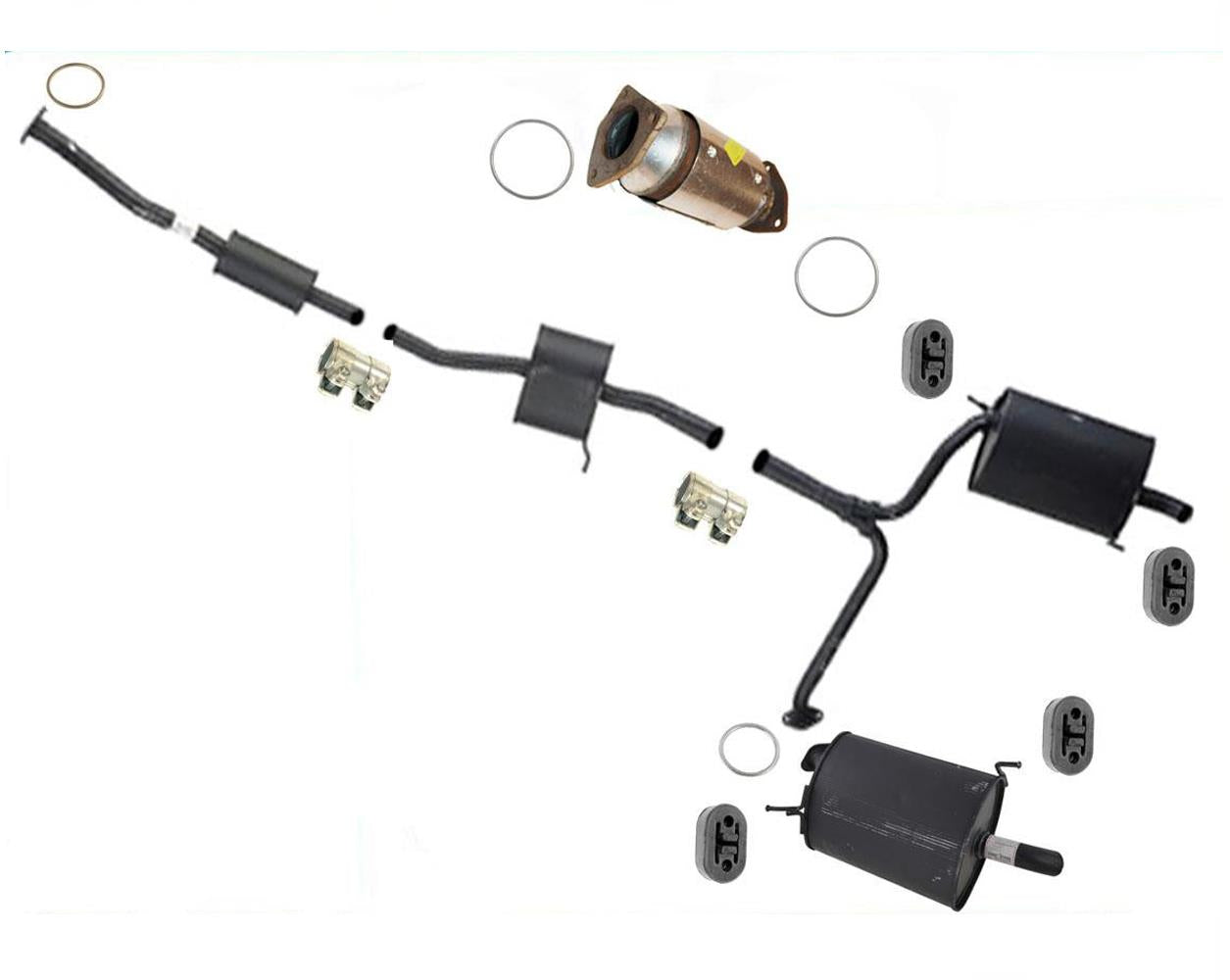 Se adapta a 03-05 Accord 3.0L 4Dr Convertidor trasero y sistema de escape Silenciadores traseros dobles