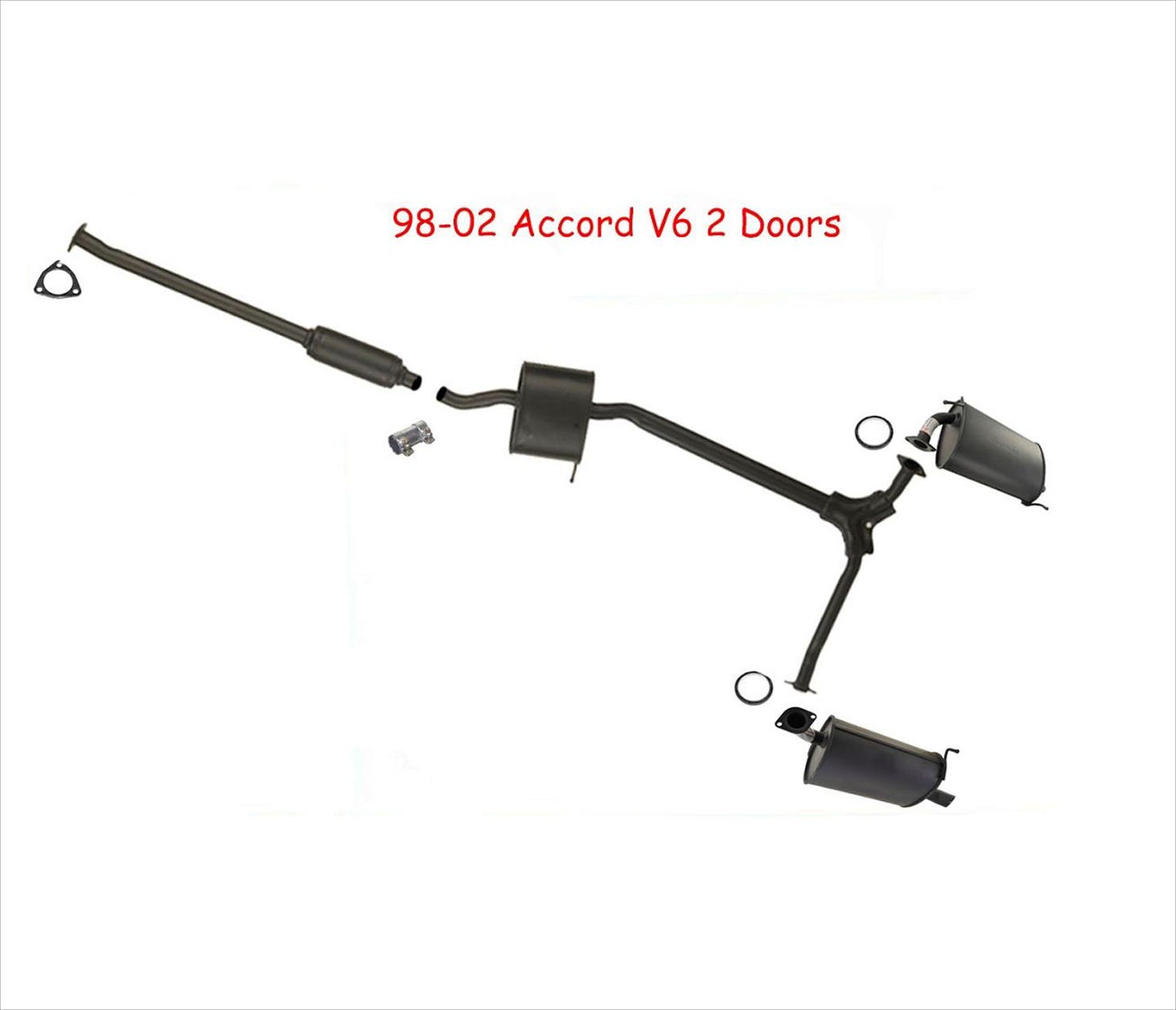 Se adapta a Accord 3,0 de 2 puertas 1998-2002, solo silenciadores dobles con resonador de tubo Y