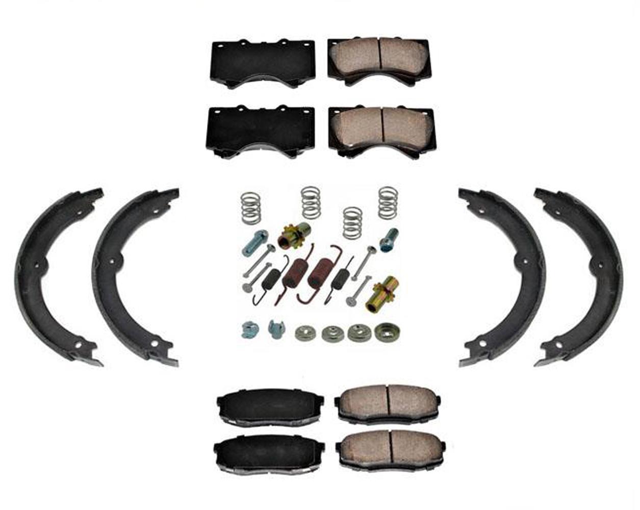 Front & Rear Brake Pads Parking Brake Shoes Springs Fits Toyota Tundra 2007-2019