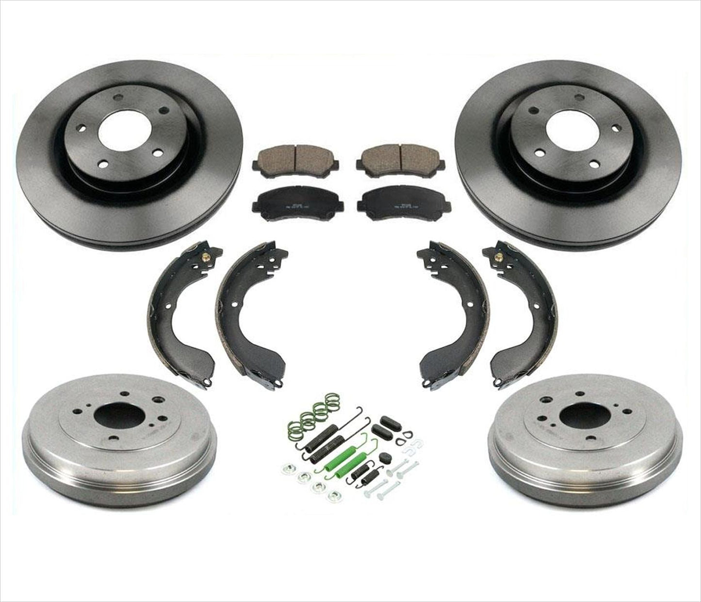Front Rotors Pads Drums Shoes Springs for Nissan Sentra SER 09-12 NO Type V