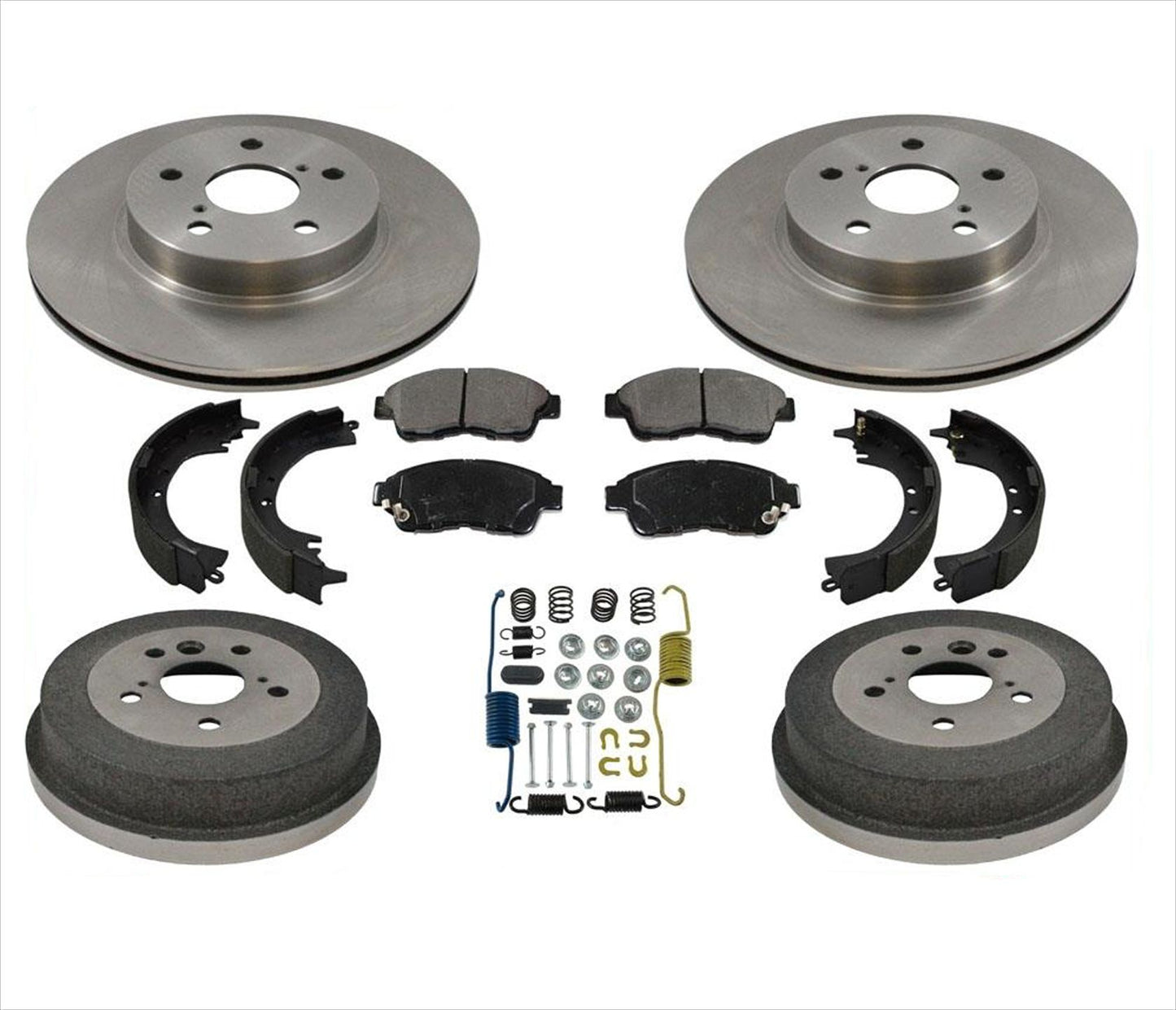 Para Toyota Rav4 Rav-4 96-00, pastillas de rotores delanteros y tambores, frenos, zapatas, resortes, 7 piezas
