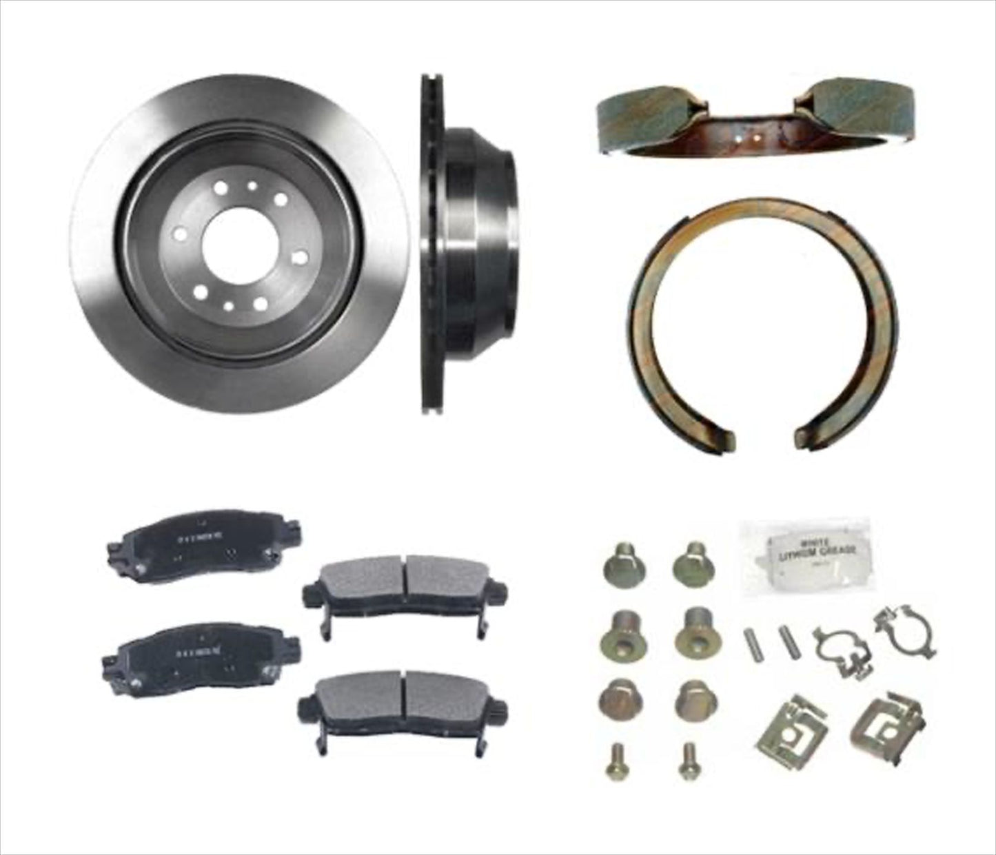 Rear Brake Rotor Rear Pads Emergency Shoes Spring Kit For 2002-2009 Trailblazer