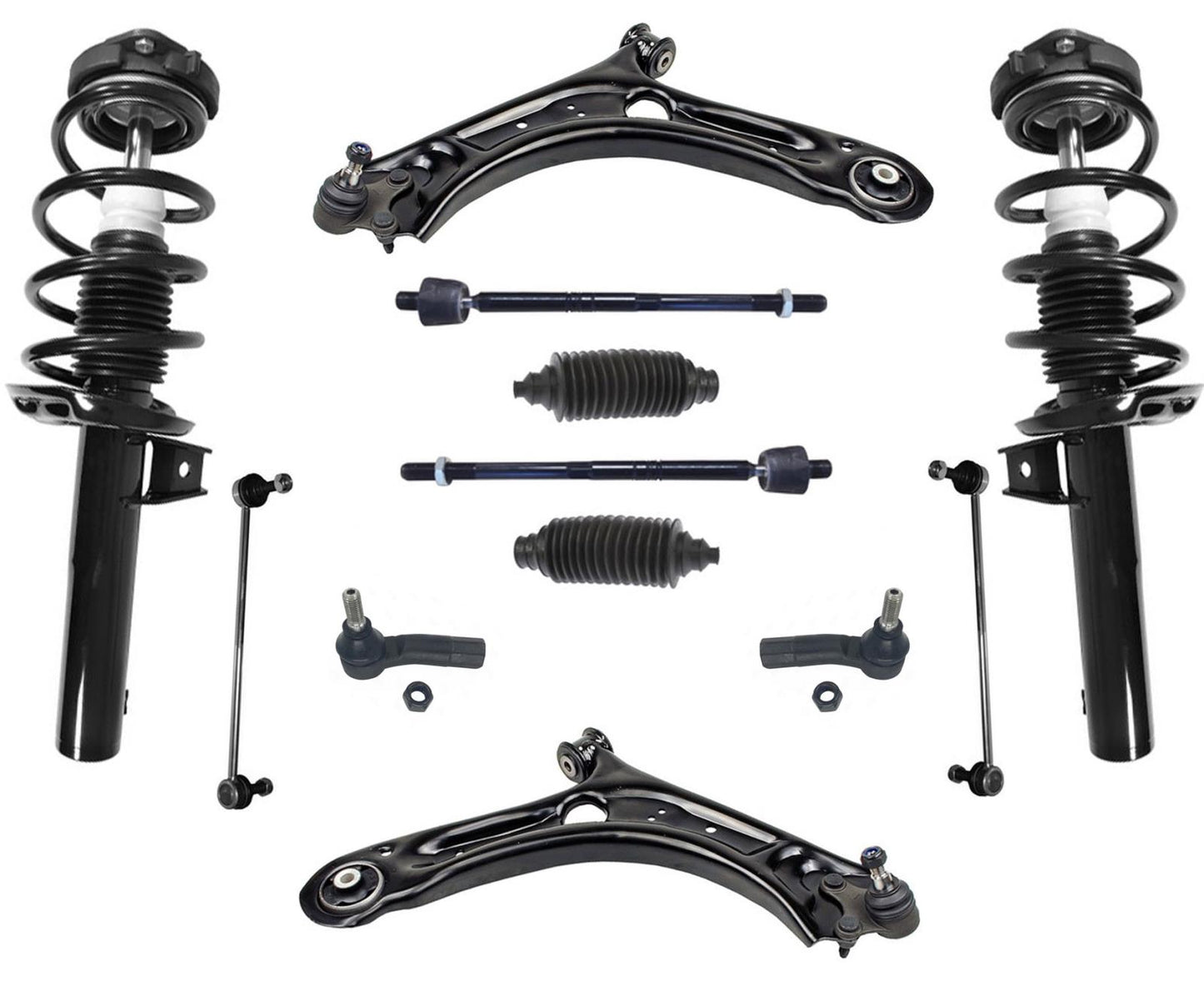 Front Complete Struts + Control Arms Tie Rods Links for Volkswagen Passat 12-19