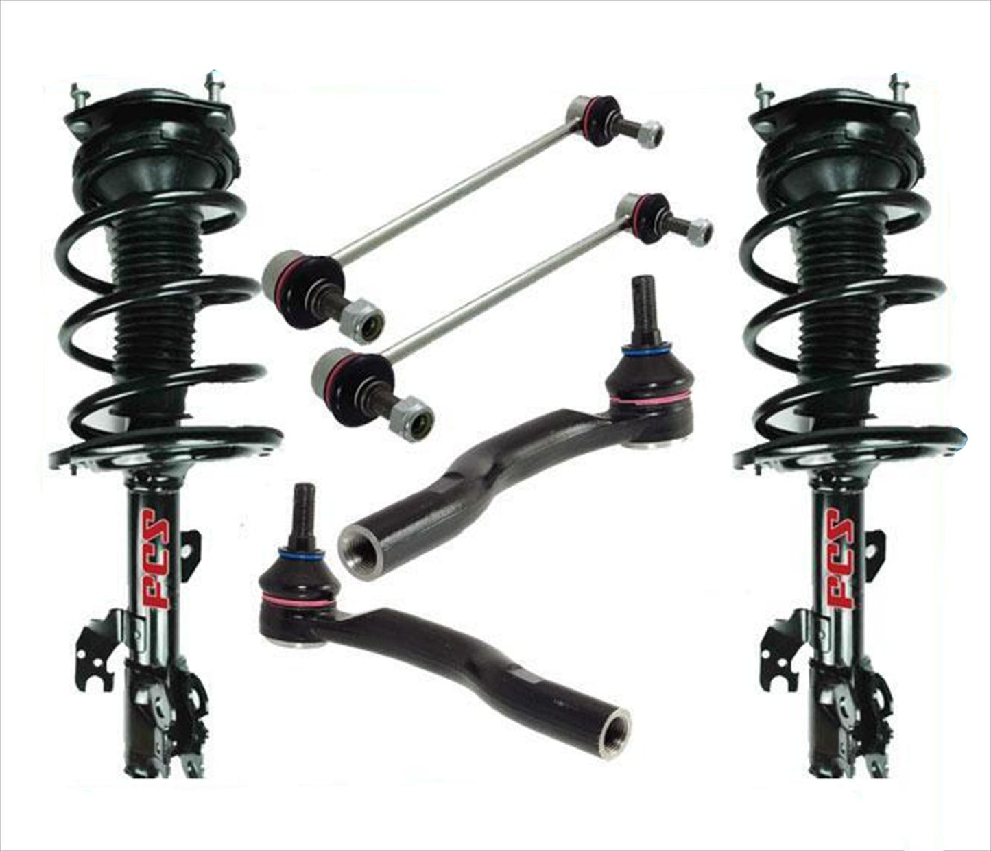 Front Coil Spring Struts + Tie Rods + Links for 07-11 Toyota Camry V6 3.5L