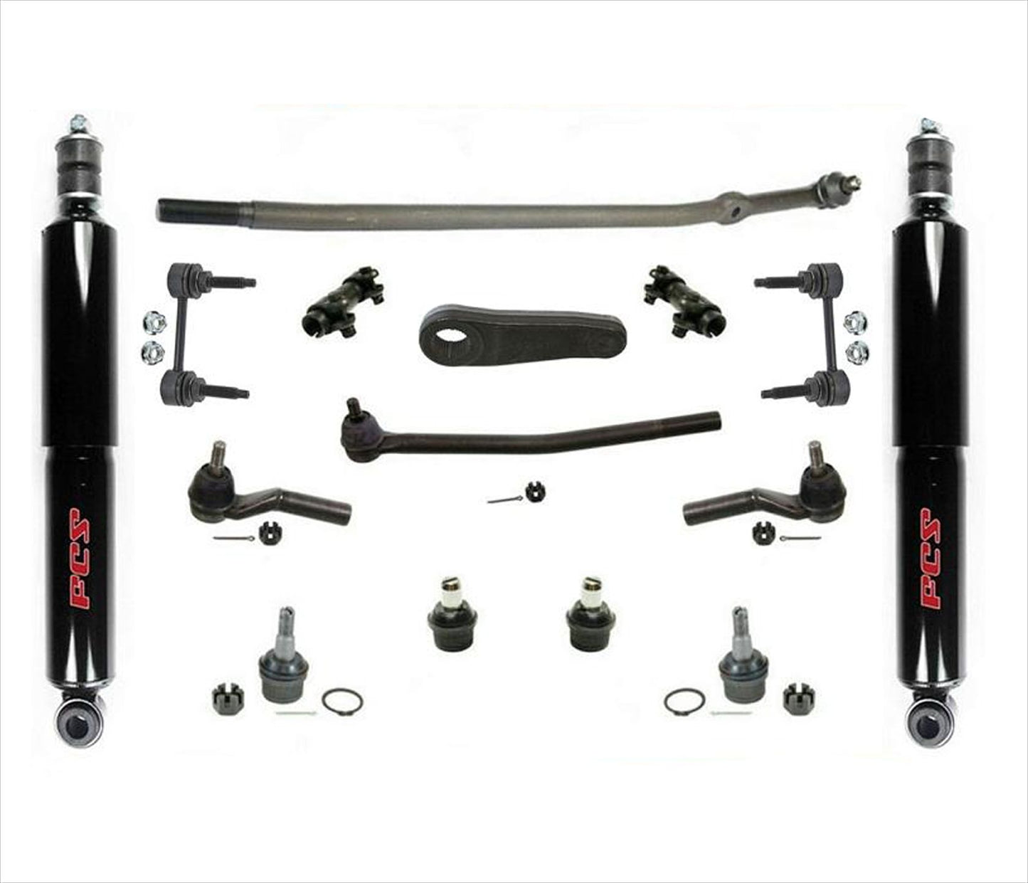 Drag Link Tie Rod Ball Joints Shocks & Pitman Arm For Ford E150 E250 E350 08-14