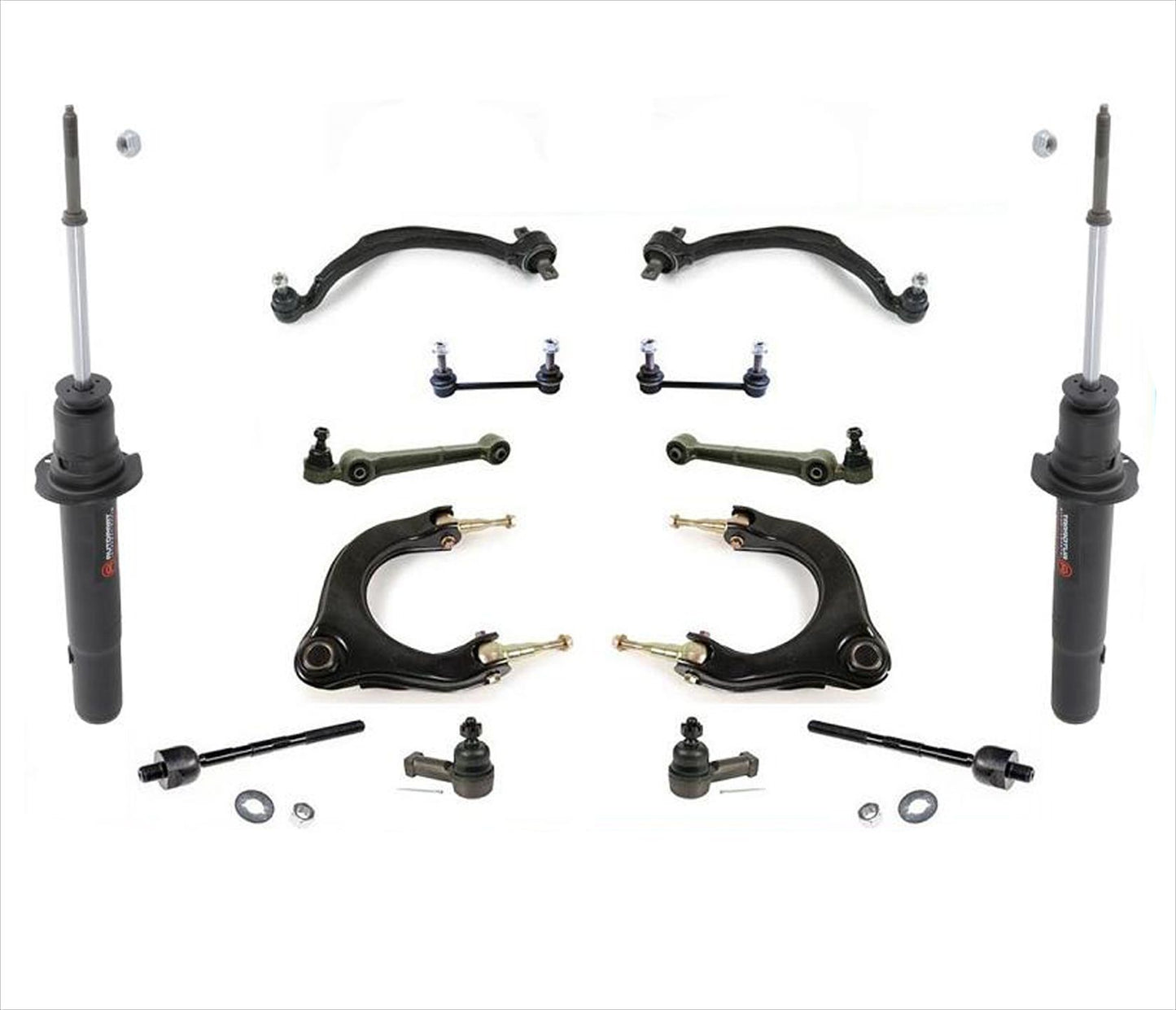 Front Struts Upper & Lower Control Arm Inner Outer Tie Rod & Stabilizer Links