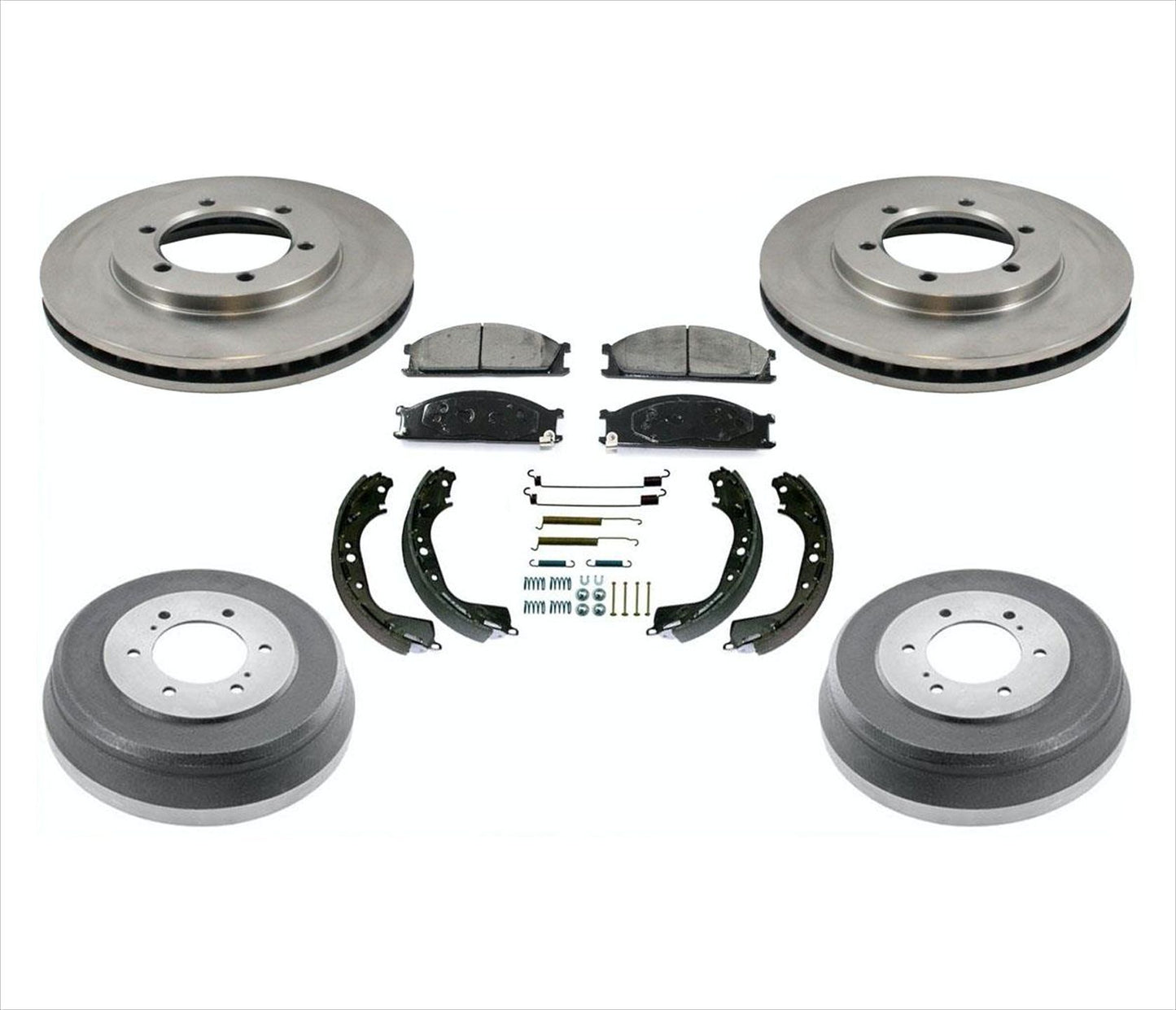 For 98-2004 Nissan Frontier 2.4L Rear Wheel Drive Rotors Pads Brake Drums Shoes
