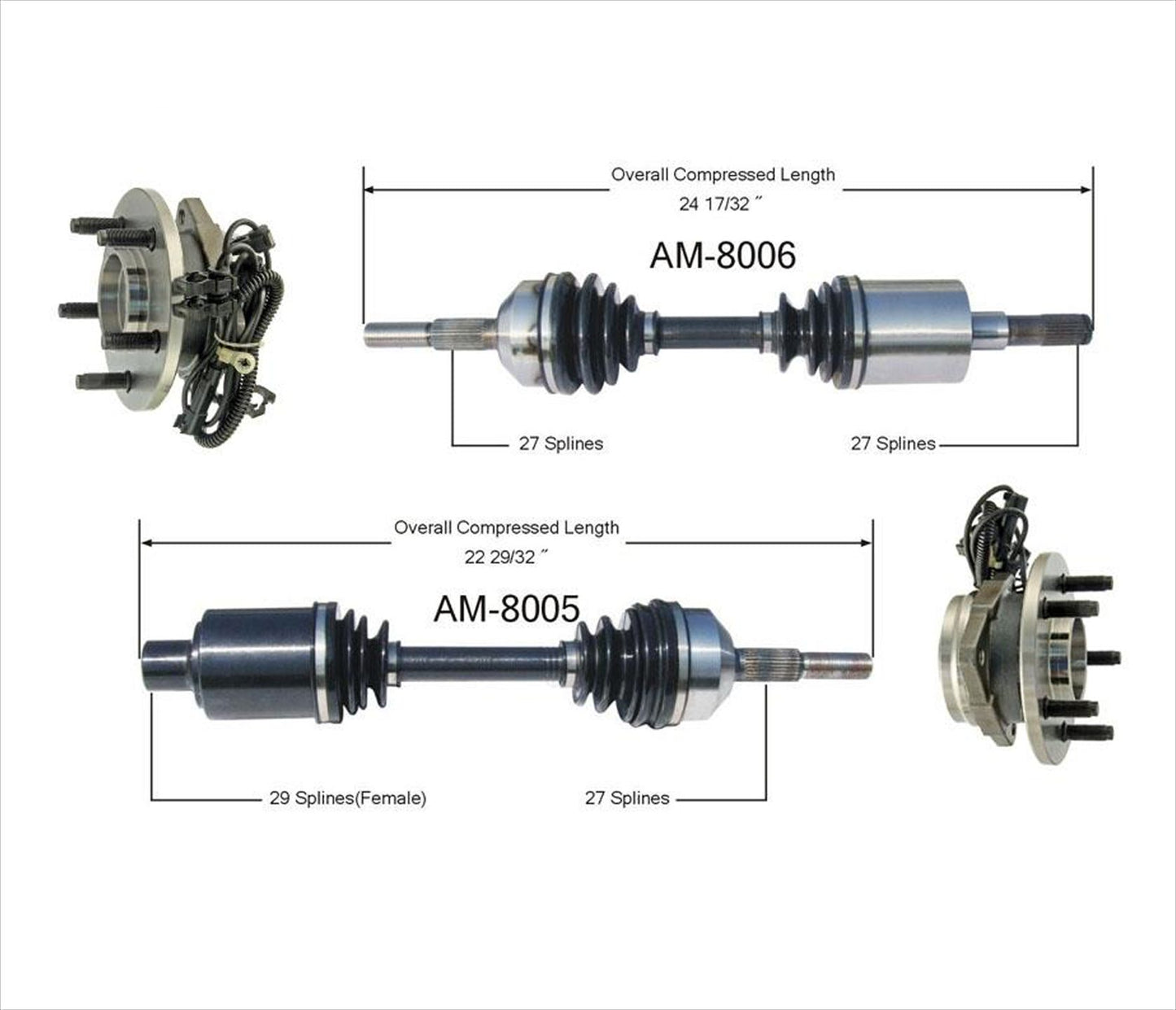02-06 Liberty 3.7L CV Eje de transmisión Cojinetes de cubo 100% nuevo par probado 4 piezas