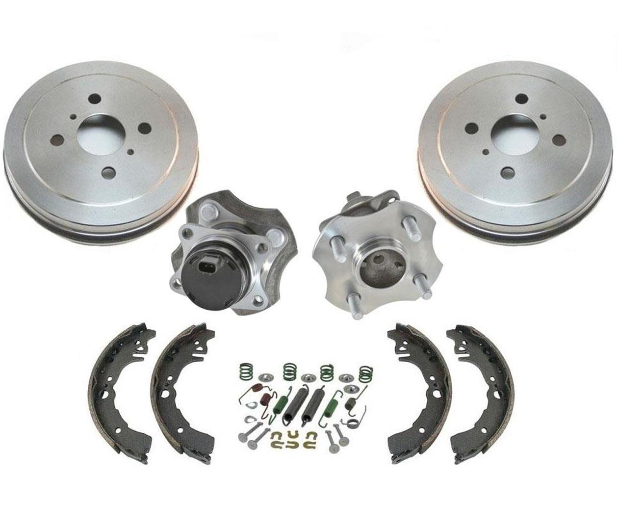 Nuevo buje trasero y conjunto de cojinetes, tambores, zapatos, resortes para 04-06 Scion xA xB, 6 piezas