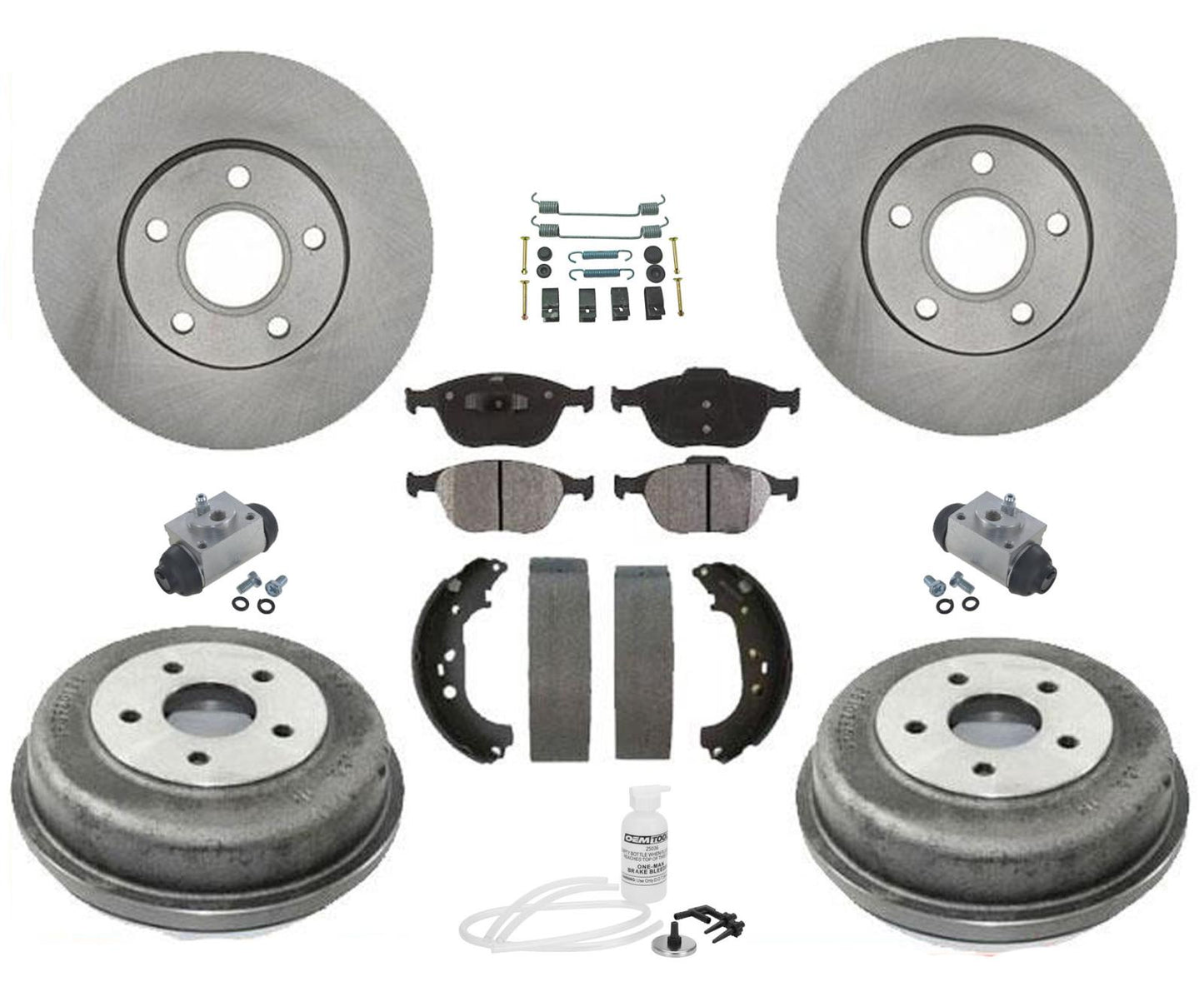 Para rotores delanteros Ford Transit 10-13 y pastillas de freno de cerámica, tambores y zapatas de freno 10p