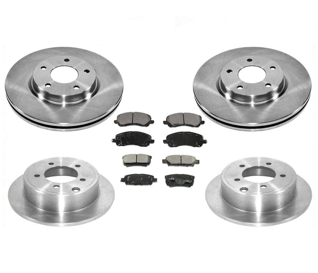 Fits 07-17 Compass With 262MM Rear Rotors Frt & Rr Disc Brake Rotor Ceramic Pads