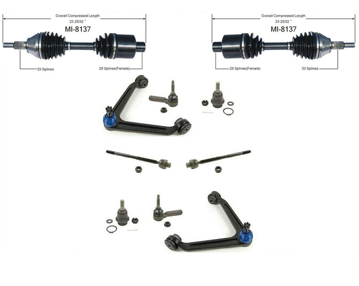 Brazos de control, juntas esféricas, eje de transmisión CV para 02-05 Ram 1500, tracción en las 4 ruedas