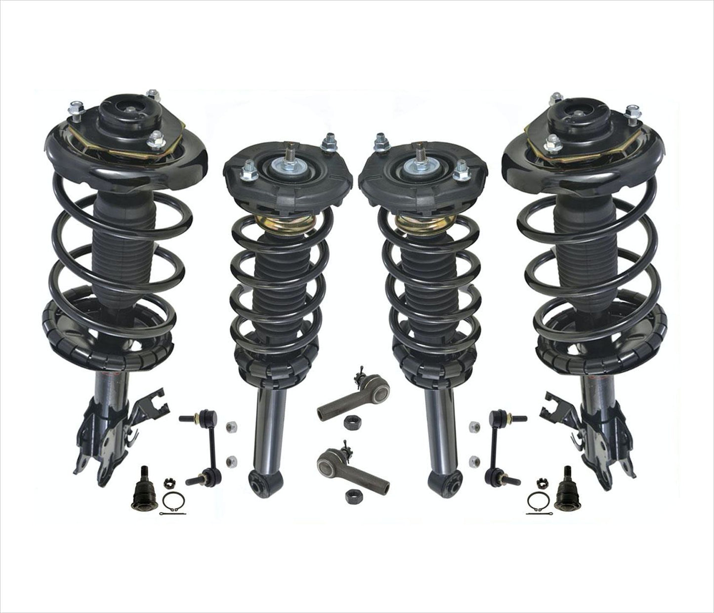 02-03 Maxima F & R Resorte helicoidal cargado completo Barra estabilizadora delantera Enlaces Bola J 10 piezas
