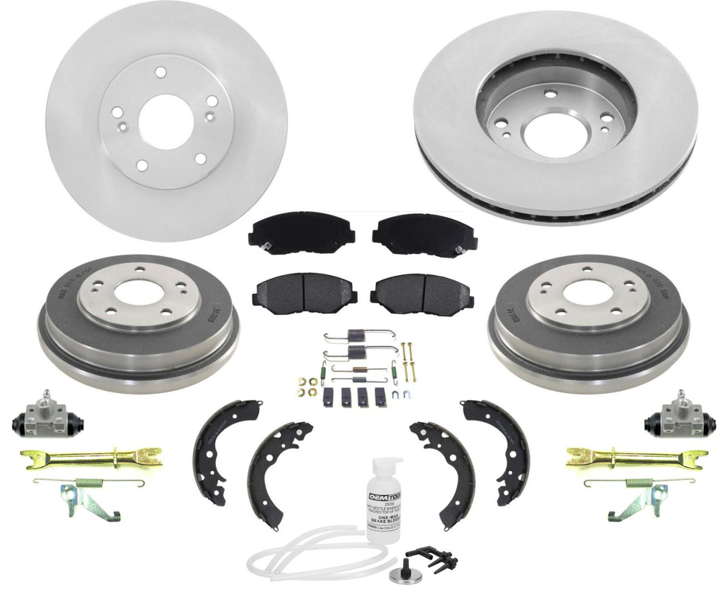 Fits 03-07 Honda Accord 4 Cly Front Rotors Rr Drums Ceramic Pads Rear Shoes 12pc