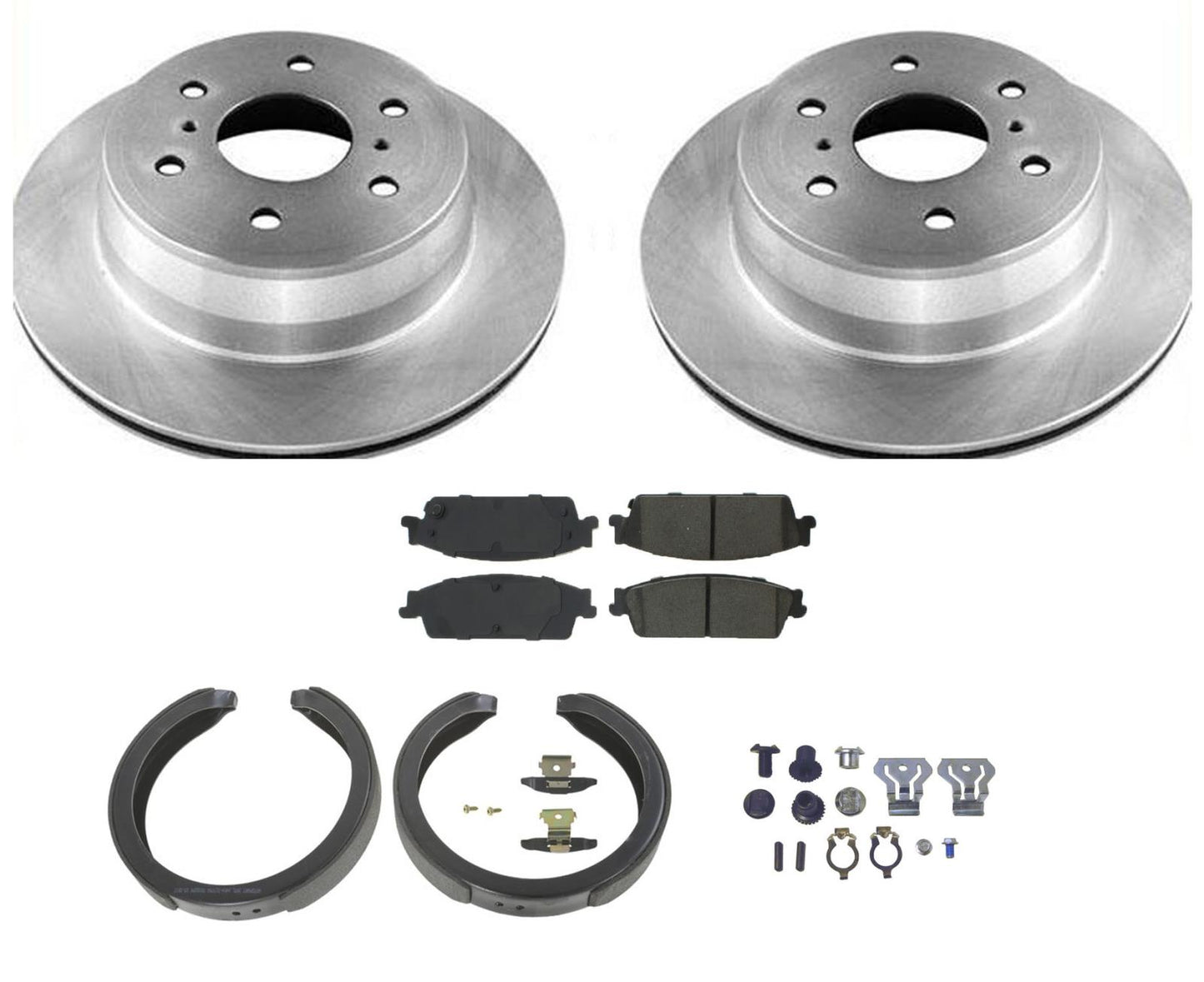 Rear Rotors Brake Pads Shoes Spring Kit for Chevrolet Tahoe 09-14