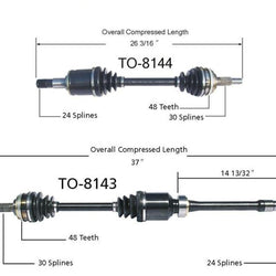 (2) Eje delantero CV 100% nuevo para transmisión manual Camry V6 97-01 8143 44