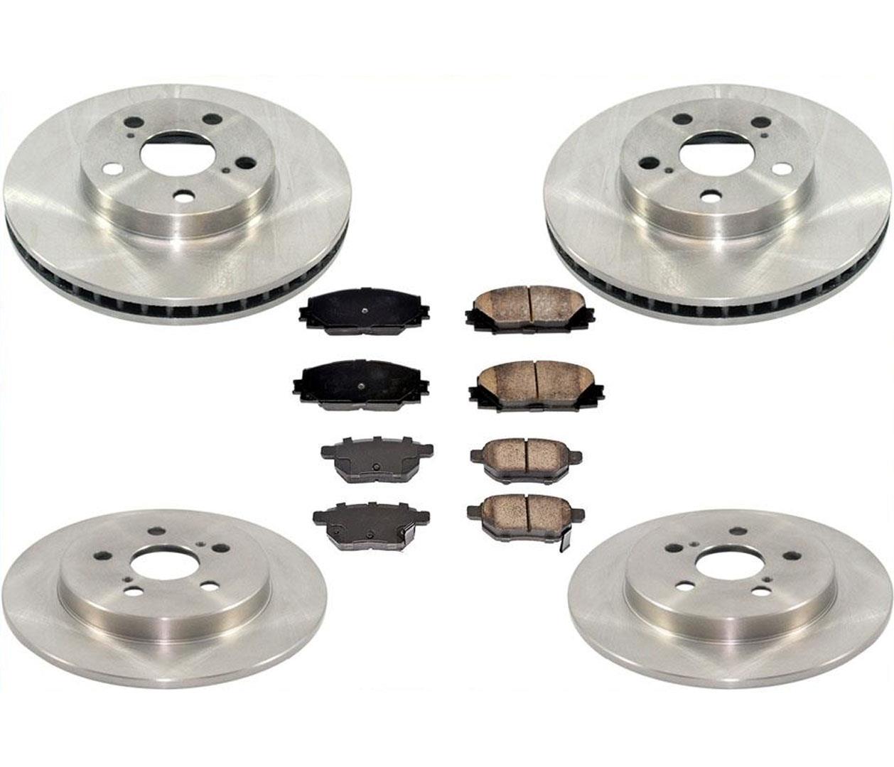 Front & Rear Rear Disc Brake Rotors & Ceramic Brake Pads for 10-15 Prius