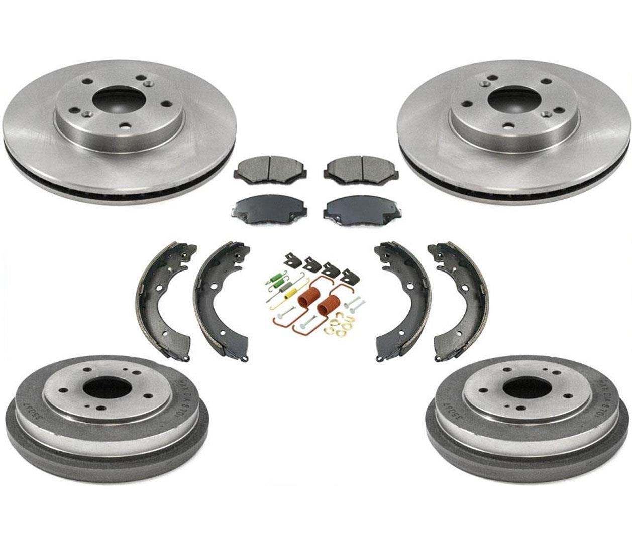 Rotores delanteros Pastillas de freno Tambores traseros Zapatas y resortes para Honda Accord 2.4L 03-07