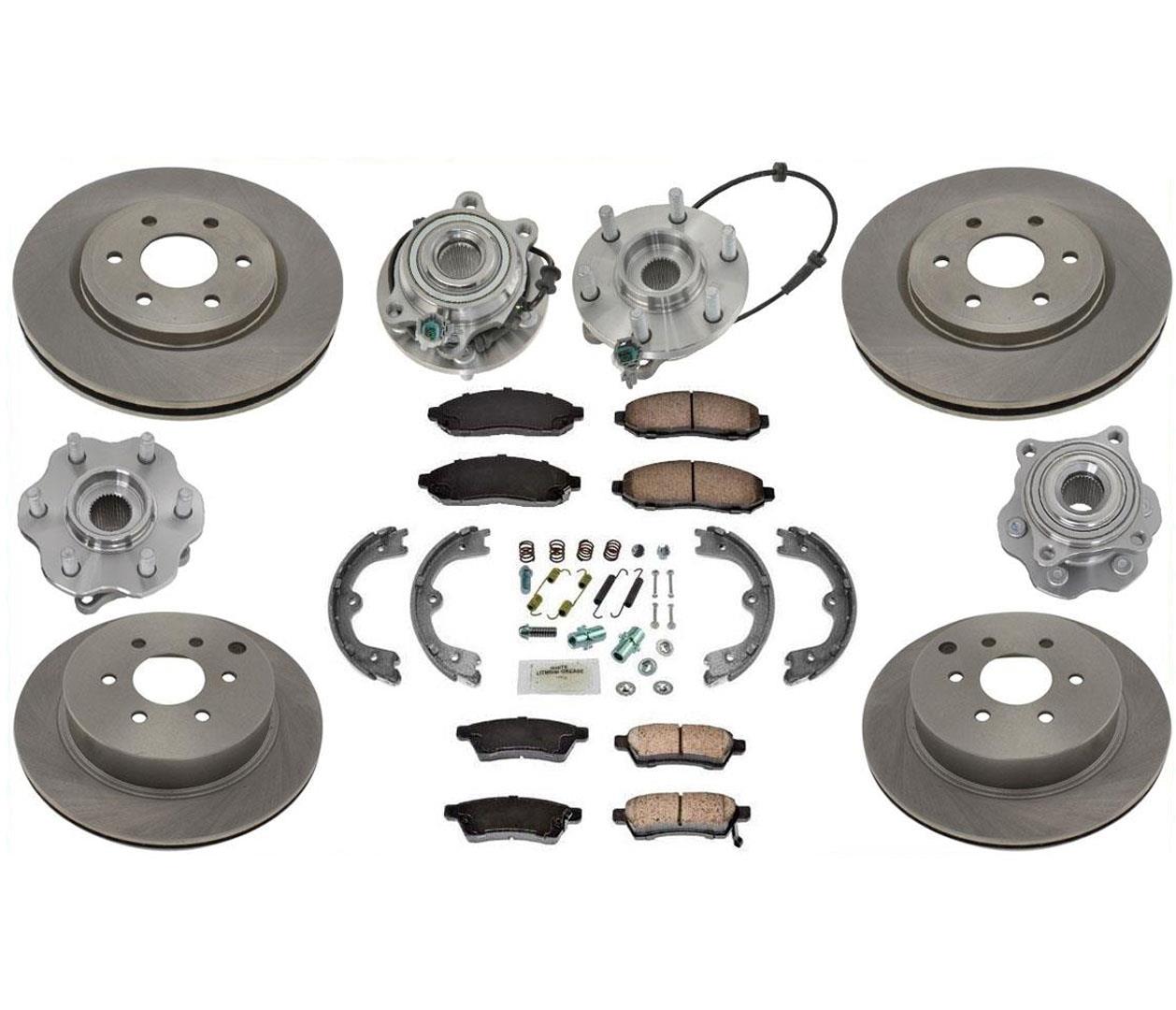 Front & Rear Hub Bearings Rotors Pads For Pathfinder 2005-2012 4 Wheel Drive