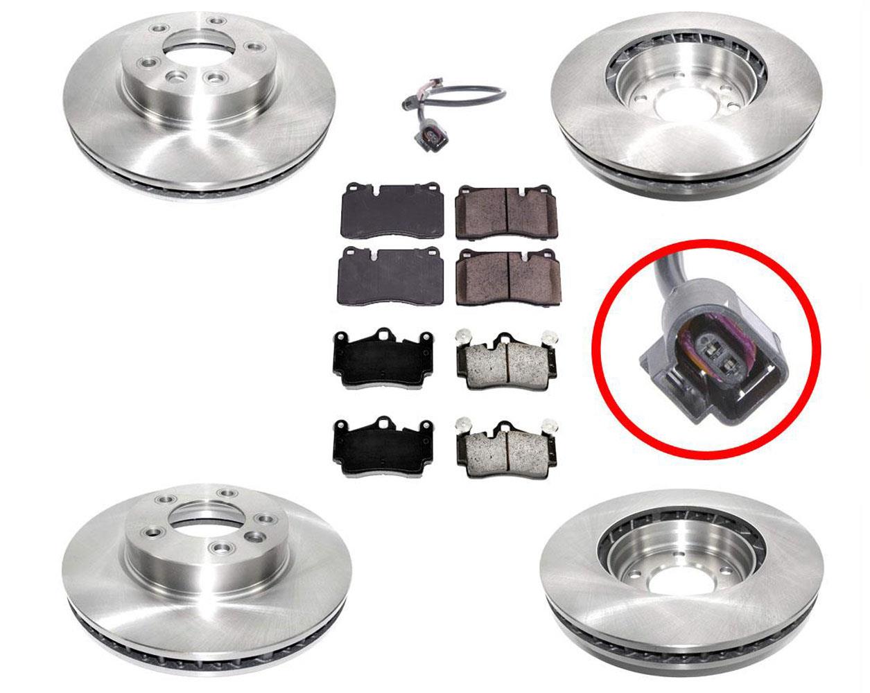 Pastillas de freno y sensor de rotores de 330 mm y 13" para Volkswagen Touareg 2004-2008 con llantas de 17"