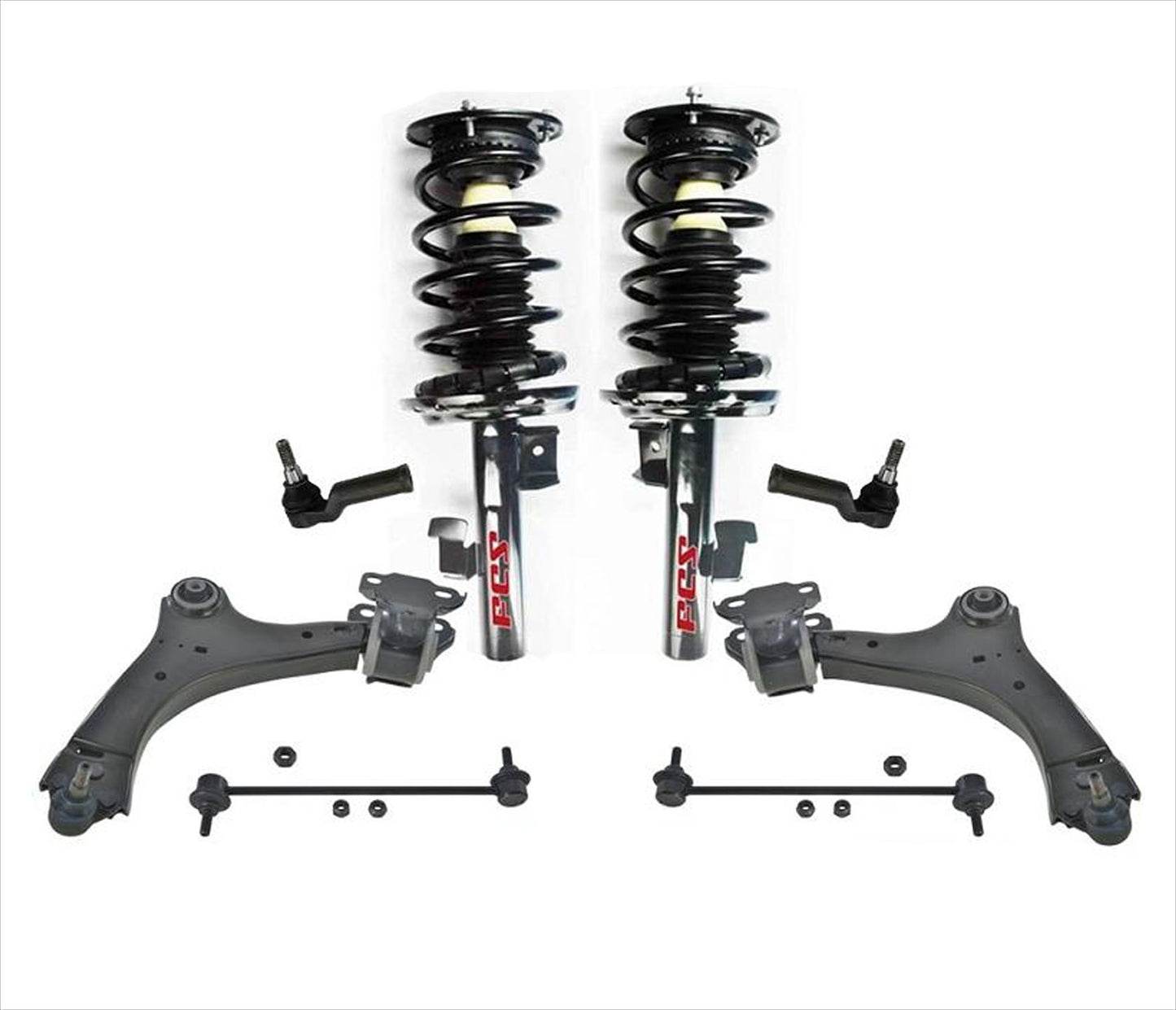 Front Non Electronic Complete Coil Spring Struts Fits 07-13 S80 3.2L Sedan 8pc