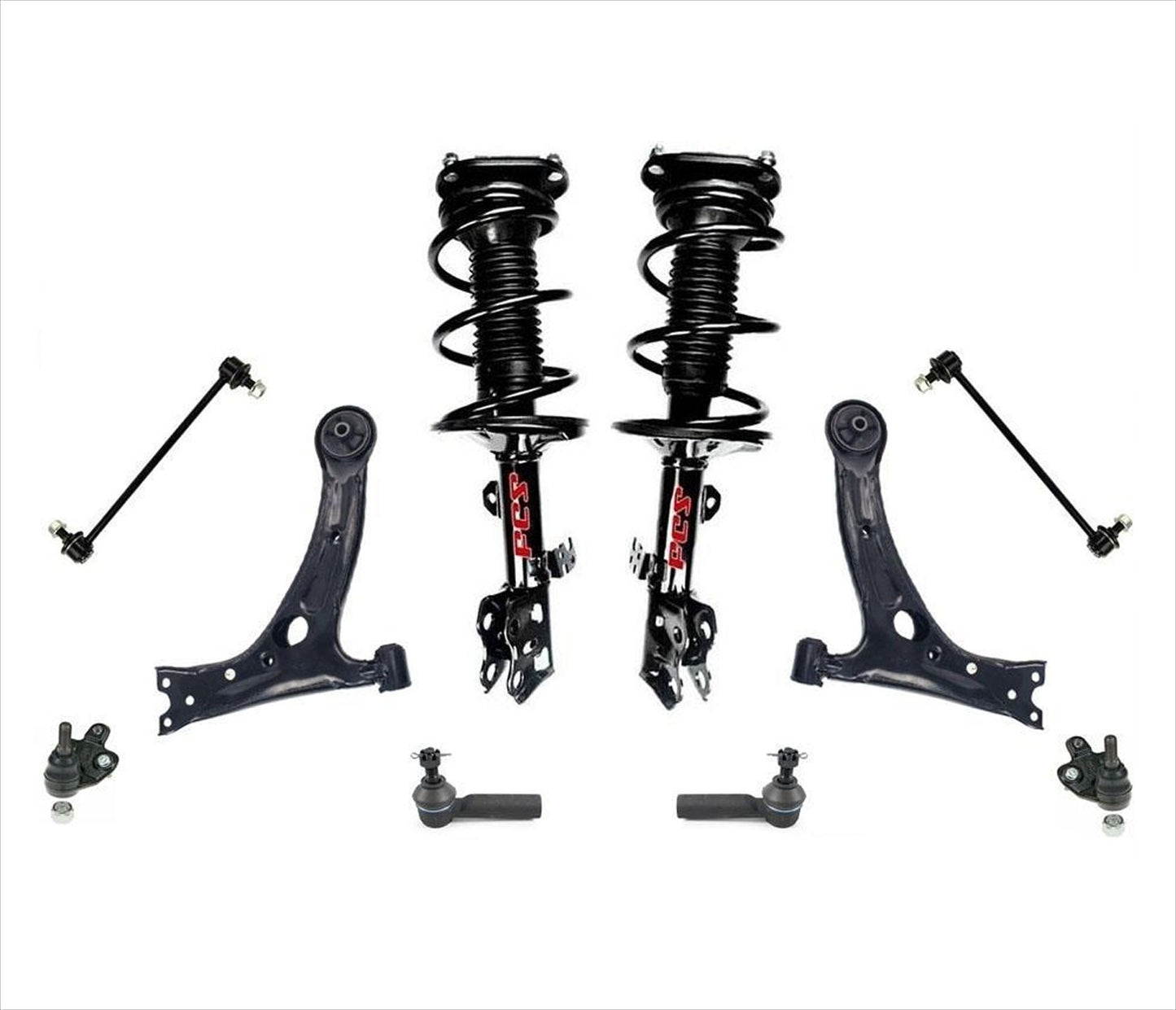 For 09-13 Front Wheel Drive Matrix 1.8 Base Ft Coil Spring Struts Ball Jonts 10