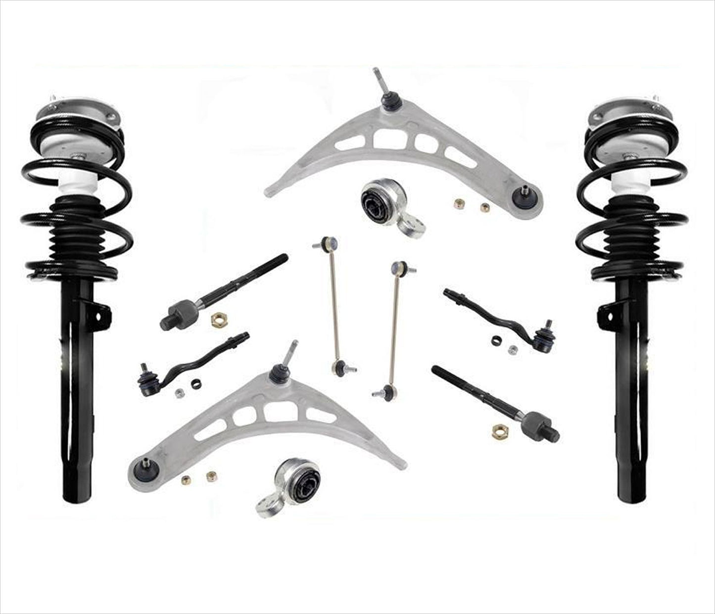 Front Complete Struts & 10 Pcs Chassis Kit For BMW 3 Series Standard Suspension