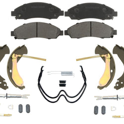 Front Ceramic Brake Pads & Rear Brake Shoes + Hardware for 04-08 GMC Canyon