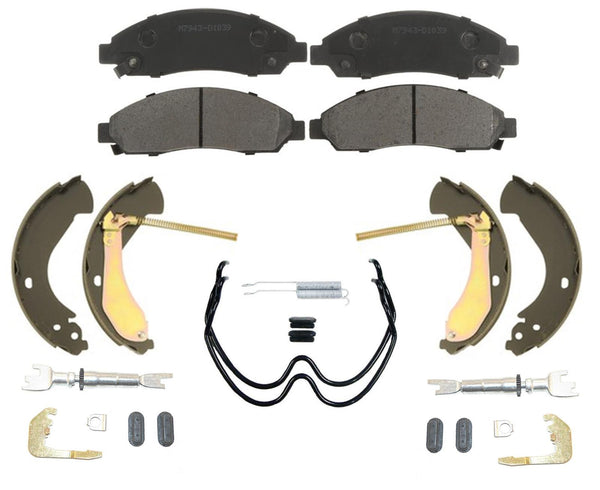 Front Ceramic Brake Pads & Rear Brake Shoes + Hardware for 04-08 GMC Canyon