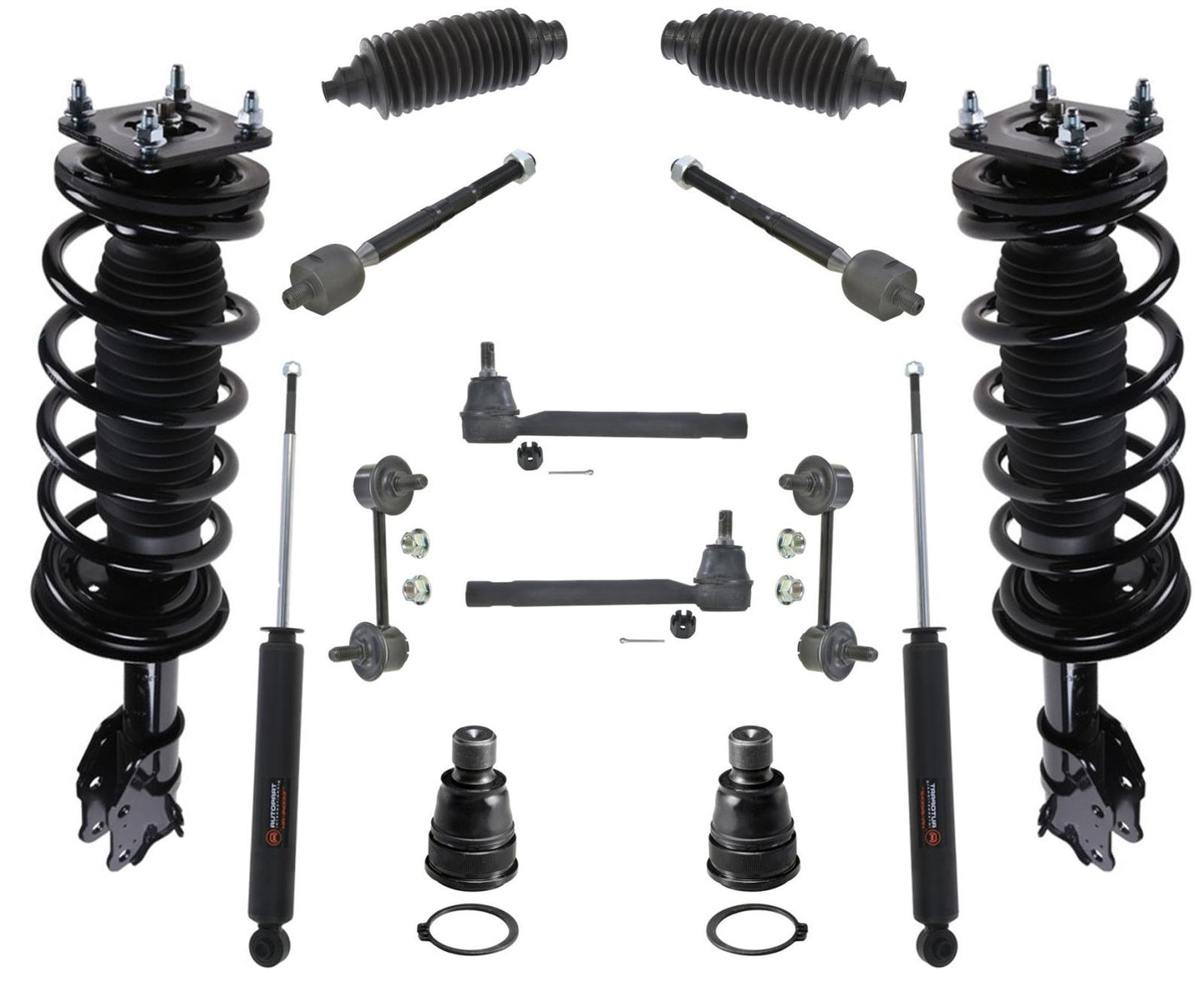 Front Struts & Rear Shocks & Ball Joint Tie Rods for 07-12 Mazda CX-7 14Pc