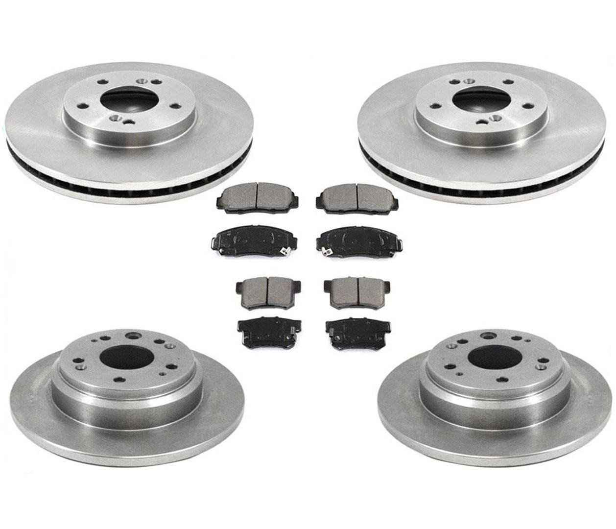 fits For F&R Disc Brake Rotors Ceramic Brake Pads for Acura 3.5RL 2002-2004