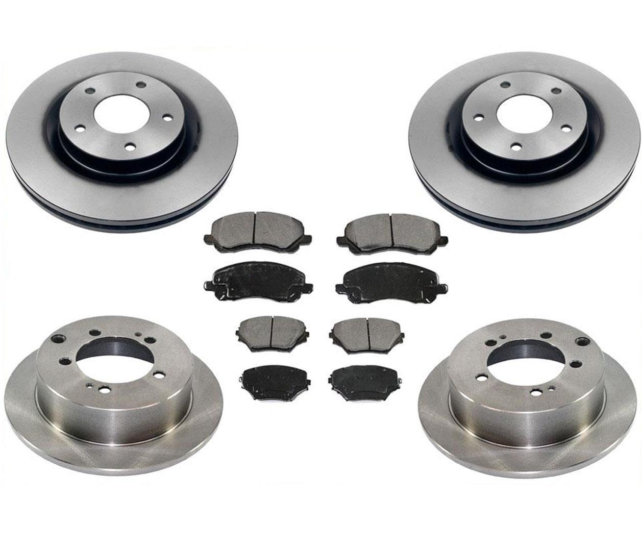 Se adapta a 11-12 Outlander Sport RVR Frt & Rr frenos disco rotores almohadillas de cerámica 6 piezas