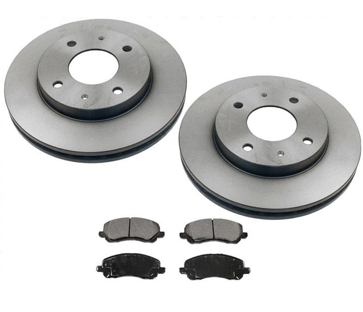 For 2004 Mitsubishi Lancer Sportback 4 Lug Front Brake Rotors & Ceramic Pads