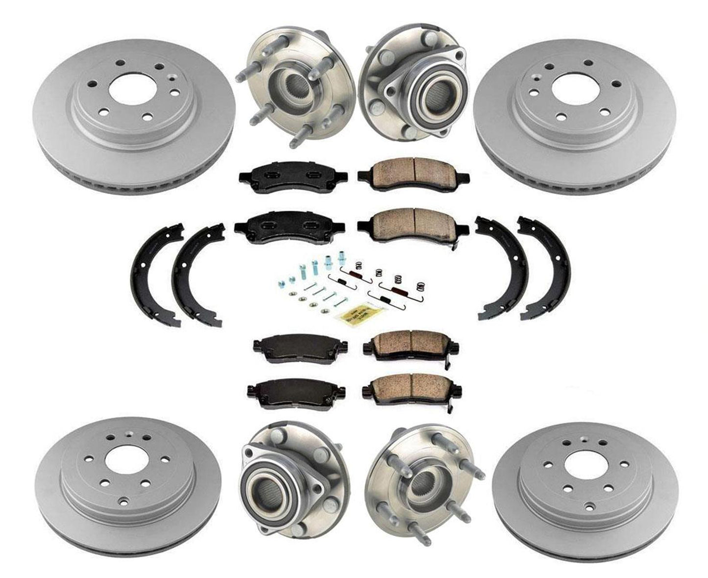 Brake Rotors Brake Pads Brake Shoes Wheel Hub Bearings for GMC Acadia 12pc 07-16