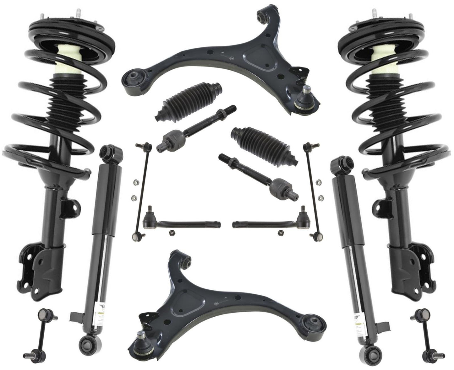 Kit de dirección de suspensión de brazo de control de puntales y amortiguadores delanteros para Santa Fe 07-09, 16 piezas