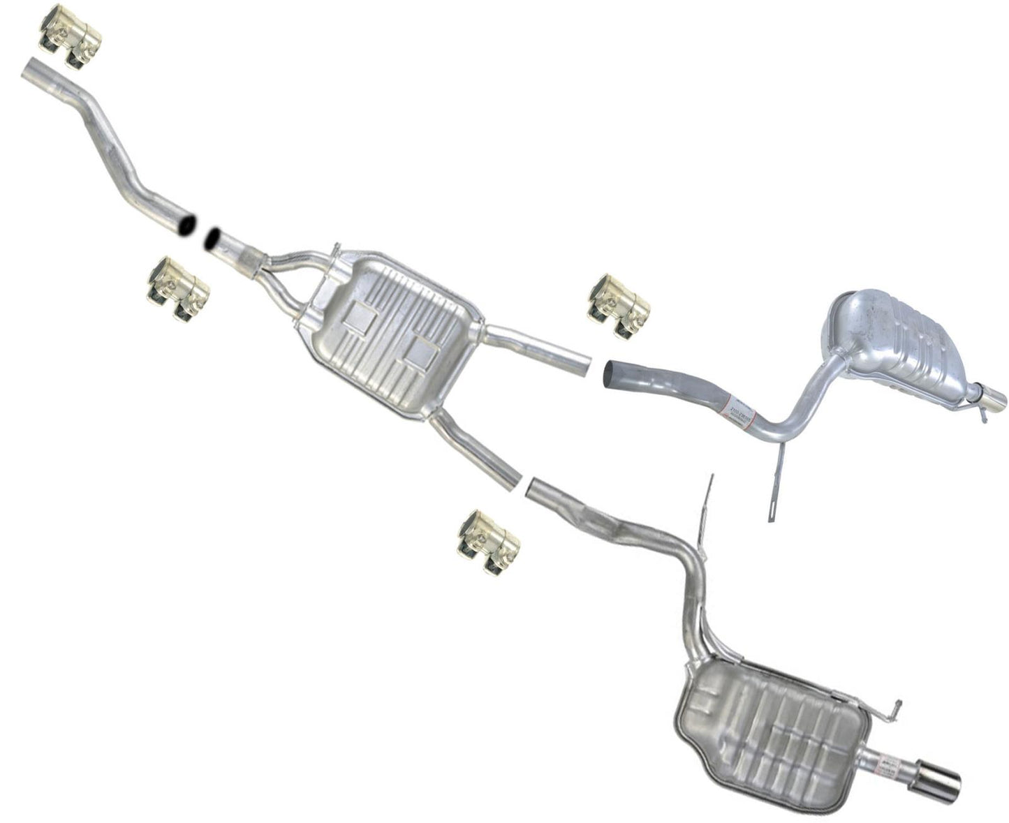 Front & Rear Left Right Muffler For All Wheel Drive 05-08 Audi A4 2.0L Quattro
