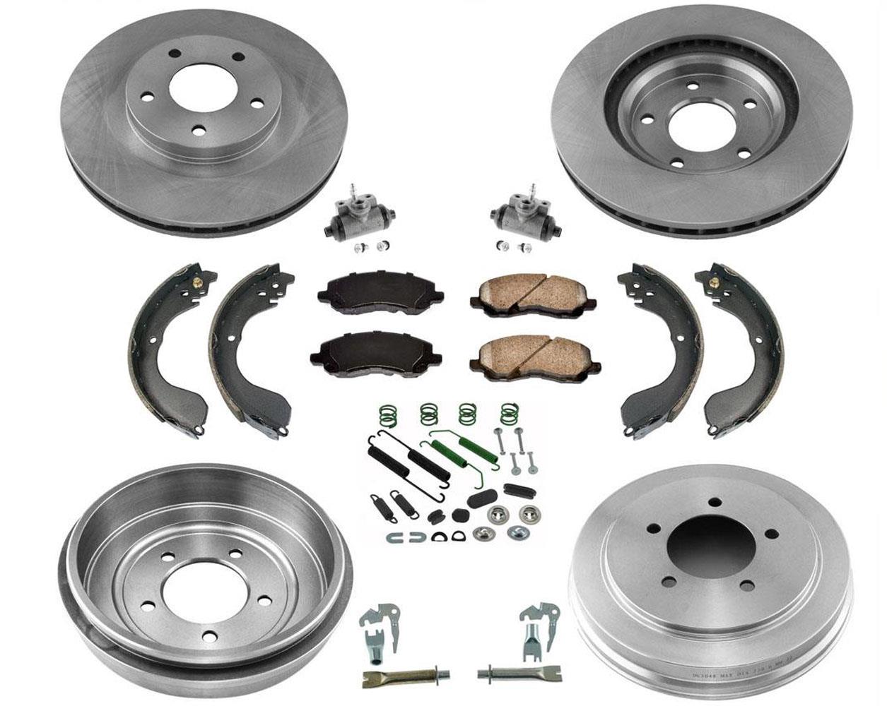 Rotores Tambores Zapatas de freno Kit de herrajes de resorte apto para Jeep Compass 2008-2016 11 piezas